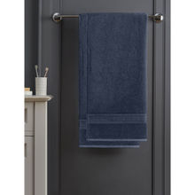 RAYMOND HOME 350 Gsm Cotton Navy Blue Bath Towels (Pack Of 2) (M)