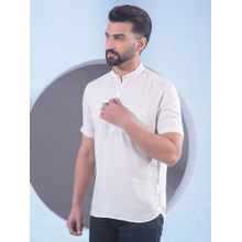 CRIMSOUNE CLUB Mens White Linen Short Kurta