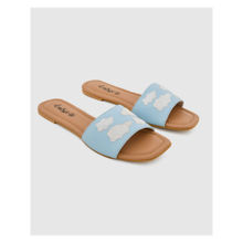 Daisie Embroidered Cloud Motif Blue Evening Flats