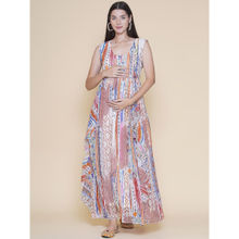 Mine4Nine Printed Sleeveless Maternity Baby shower Maxi Dress with Ethnic Patterns