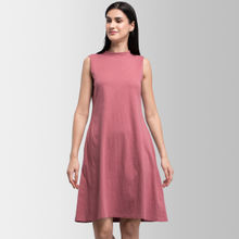 FableStreet Cotton High Neck Knitted Dress - Pink