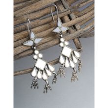 Neeta Boochra This Ghungroo Earring Are Crafted In Silver With Leafs Design & White Mirror Glass