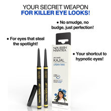Nourish Mantra Jet Gaze Kajal Urban Rani - Combo - Black & Black for a Smudgeproof Eye Look