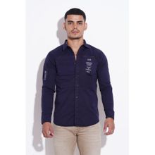 ROOKIES Navy Blue Full Sleeve Cotton Spandex Shirt