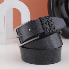 Aditi Wasan Grey Men's Genuine Leather Casual Belt with Braided LoopGrey Men's Genuine Leather Casual Belt with Braided Loop