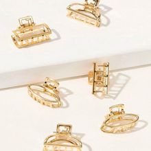 OOMPH Gold Tone Small Geometric Shape Mini Hair Claw Clip