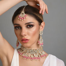 Fida Wedding Handmade Bridal ethnic Gold-Plated Pink Pearl Kundan Jewellery set for Women