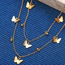 Yellow Chimes Multilayer Gold Toned Butterfly Choker Necklace