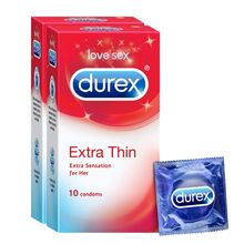Durex Extra Thin Condoms For Men - 10 Units (Pack Of 2)