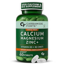 Carbamide Forte Calcium & Vitamin D3 Tablets with Magnesium, Zinc & K2 MK7 for Bones, Veg Tablets