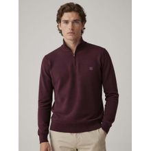 DaMENSCH Men Burgundy Soft Ribbed Texture Sweatshirt
