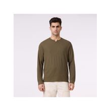 Pepe Jeans Men Leaf Green V- Neck Full Sleeve T-Shirt
