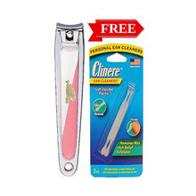 Feather Nail Clippers Small 66mm (2.6) Pink with Free Clinere Ear Cleaners 2Pcs Pack