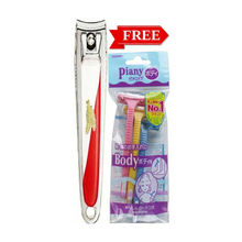 Feather Nail Clippers Large 102mm (4) Red with Free Piany Body Razor 3Pcs