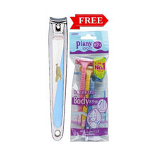 Feather Nail Clippers Large 102mm (4) Blue with Free Piany Body Razor 3Pcs