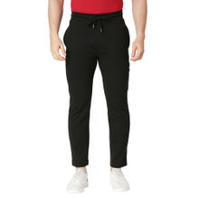 BASICS Slim Fit Jet Black Cotton Polyester Track Pant