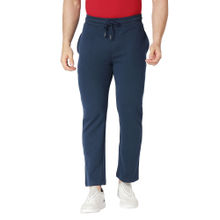 BASICS Slim Fit Dress Blue Cotton Polyester Track Pant