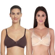 SOIE Semi Coverage Non-Padded Non-wired Cross Over Seamless Bra (PACK OF 2) - Multi-Color