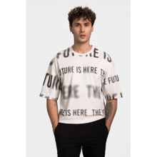 Snitch Men Off White Printed Oversized Fit T-Shirt