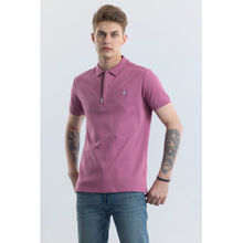 Snitch Men Magenta Solid Slim Fit Polo T-Shirt