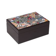 KOLOROBIA Doodle Art Inspiration Decorative Luxury Wooden Tea Storage Chest Organizer Container