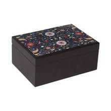 KOLOROBIA Paisley Charm Universe Inspiration Decorative Luxury Wooden Tea Storage Chest Organizer