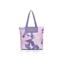 Lavie Signature Purple Synthetic Leather Printed Tote Bag