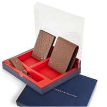 Tommy Hilfiger Brian Men Leather Wallet & Card Case & Keyfob Gift Set - Brown