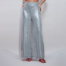 MIXT by Nykaa Fashion Grey Sequin Wide Leg Pants