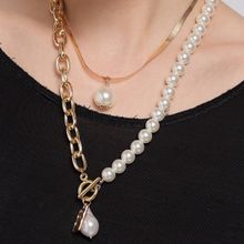 SOHI Designer Gold & White Necklace
