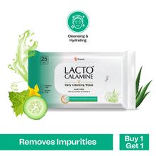Lacto Calamine Daily Cleansing Face & Makeup Wet Wipes With Aloe Vera, Cucumber & Vitamin E(Buy 1 Get 1 Free)