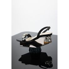 ELVIRAA Sling Back Stone Covered Heels Black