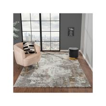 OBSESSIONS Machine Made Anti-Static Abstract 4x6 Carpet, Grey & Rust