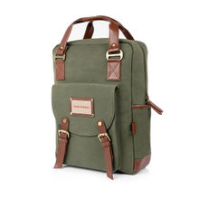 Smith & Blake Laptop Backpack Green Canvas with Leatherette Styling | Sky