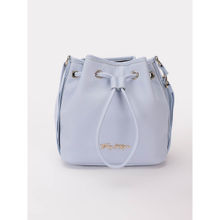 Tommy Hilfiger Solid Blue Pu Bucket Bag