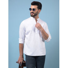 CRIMSOUNE CLUB Men White Embroidered Linen Short Kurta