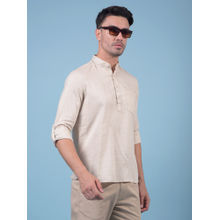 CRIMSOUNE CLUB Men Beige Linen Short Kurta