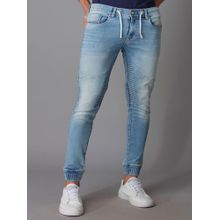 ROOKIES Light Blue Washed Biker Denim Joggers Jeans