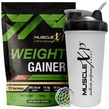 MuscleXP Weight Gainer - With 25 Vitamins and Minerals, Double Chocolate Pouch + Shaker