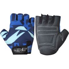 MuscleXP Stout Blue Unisex Fitness Sports Gym Gloves - Blue & Black