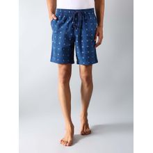 Fabindia Navy Blue Cotton Printed Drawstring Shorts