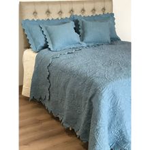 Belleven Cotton Sea Shell Embroidered King Size Bedding Set (Teal)