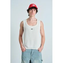 Bonkers Corner White Knit Tank For Men