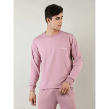 Chkokko Men Pink Terry Cotton Loose Fit Full Sleeves Sweatshirt
