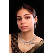 STILEADDA Women Orange Ad-Cz Tear Drop Stone Necklace Set