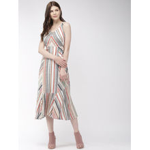 Twenty Dresses By Nykaa Fashion Playing With Pop Of Stripes Midi Dress - Multi-Color