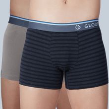 GLOOT Pure Cotton Stretch Trunks with No-Itch Elastic and Anti Odour GLI015 Multicolor (Pack of 2)