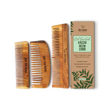 Nat Habit Oil Treated Kacchi Neem Handmade Wooden Comb - Dual + Bounce + Pocket Essentials Combo