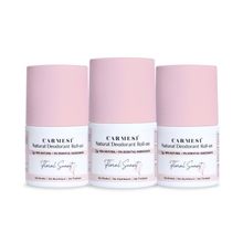 Carmesi Natural UnderArms Roll On Deodorant for Women - Floral Sunset - Pack of 3