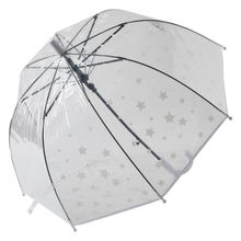 Kuber Industries Transparent Umbrella For Men & Women Automatic Umbrella For Rain (White)